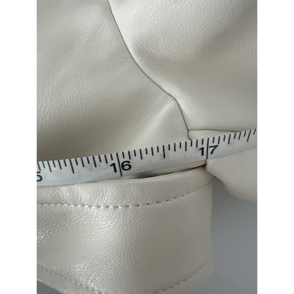 Daisy cropped white biker jacket Sz M New - Picture 3 of 4